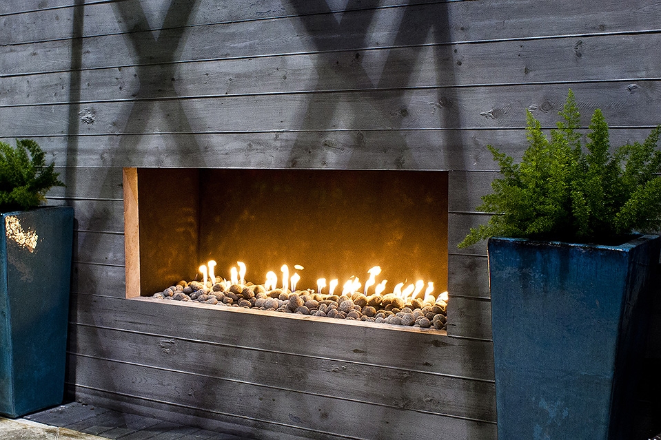 Timber Texture Fireplace Facade